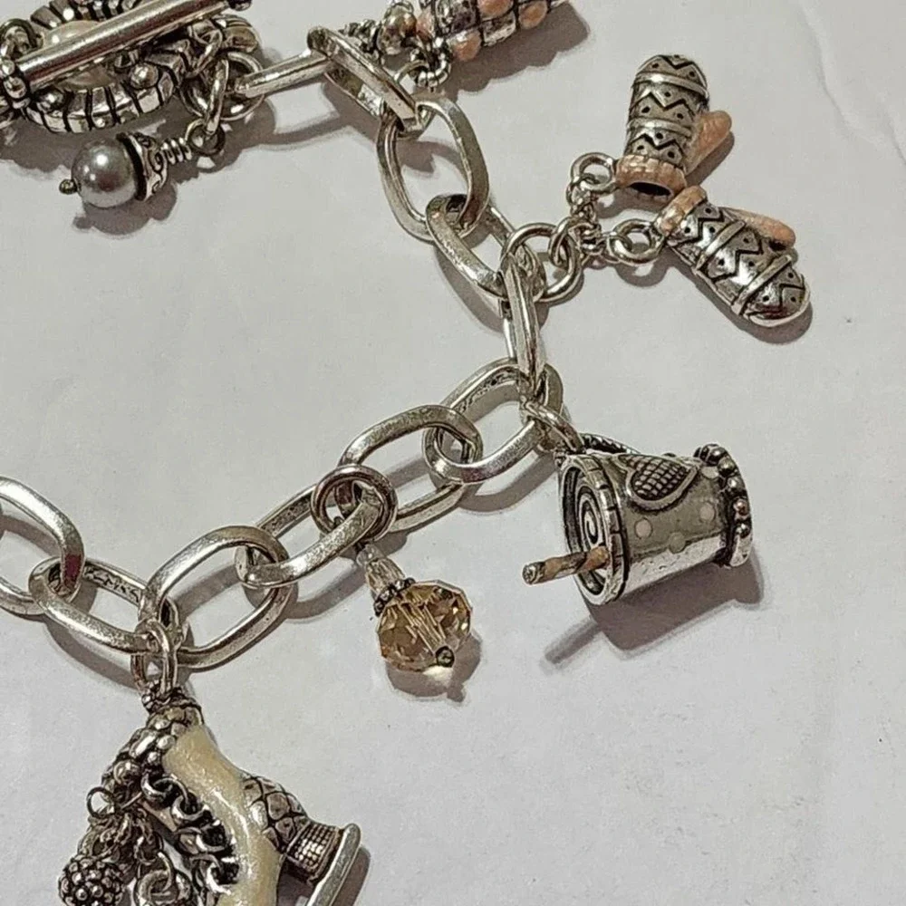 BRIGHTON Winter Wonderland Holiday Charm Bracelet Silver Christmas Snowflake‎